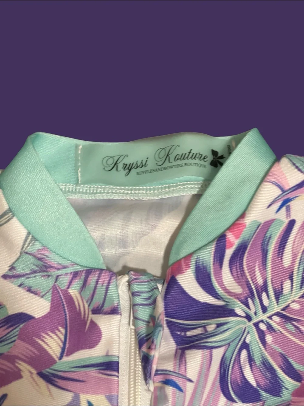 Kryssi Kouture Tropical Ruffle Rash Guard Swimsuit 12-24M